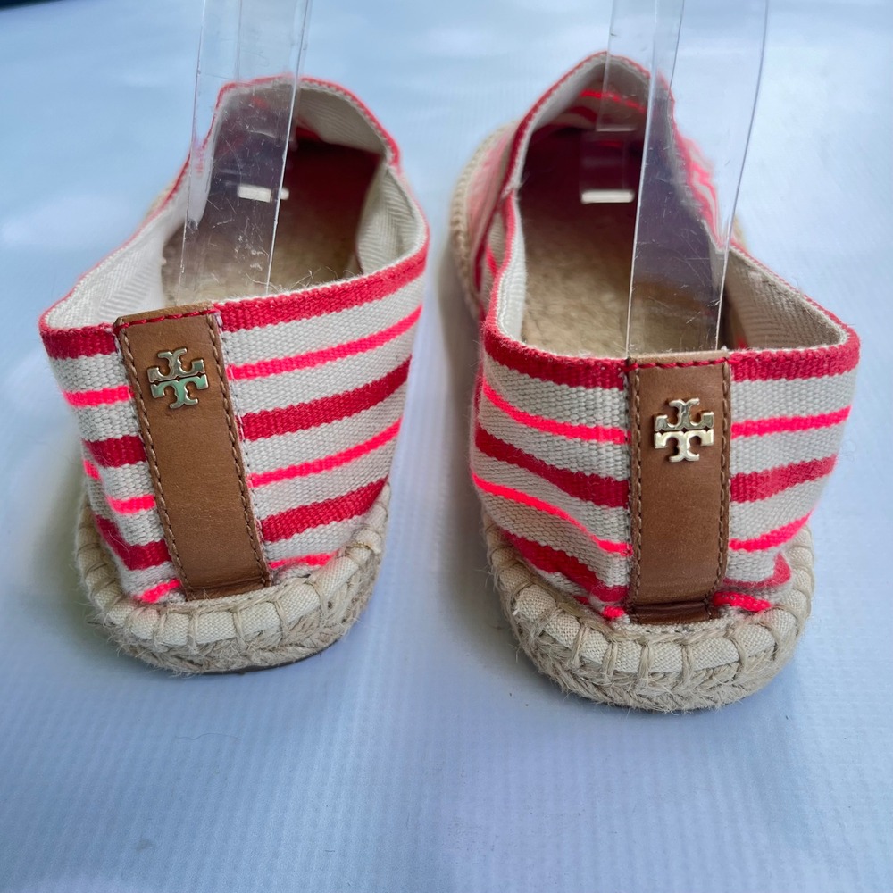 Tory Burch‎ Striped Canvas Espadrille Flats Shoes Womens 10 Nautical Beach $135